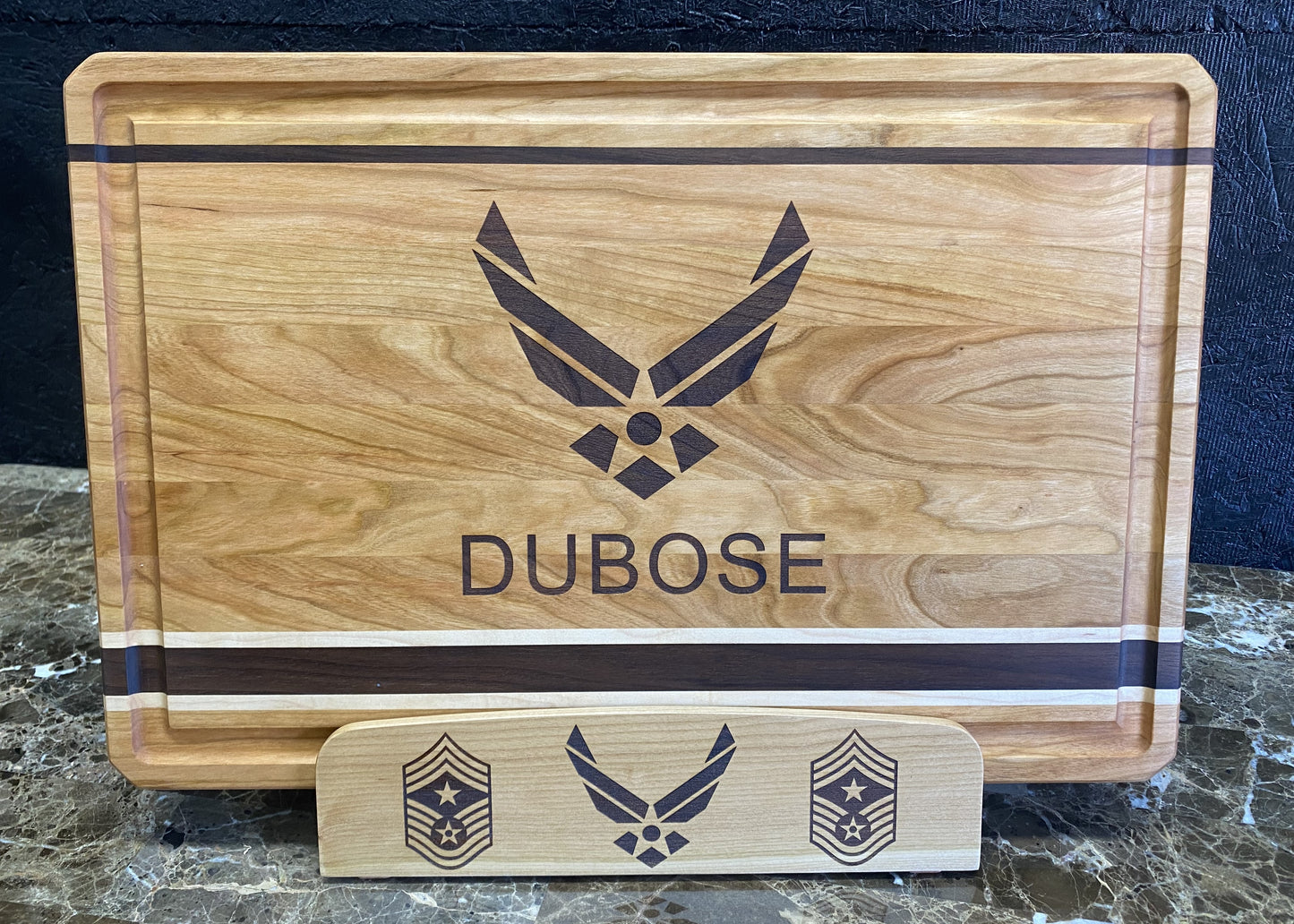Air Force Cutting Board w/Stand "Chief Master Sergeant"
