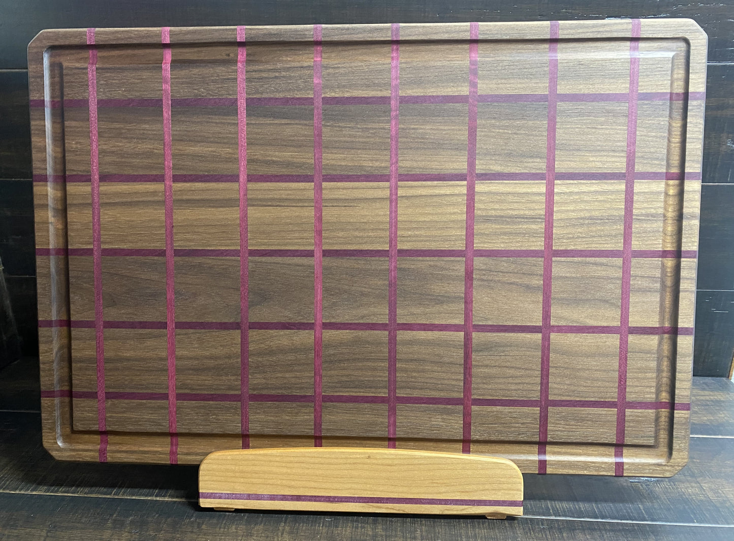 Purple Plaid Cutting Board W/Optional Stand